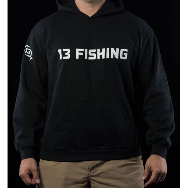 13 Fishing Performance Hoodie - Black w/ White logo - Large