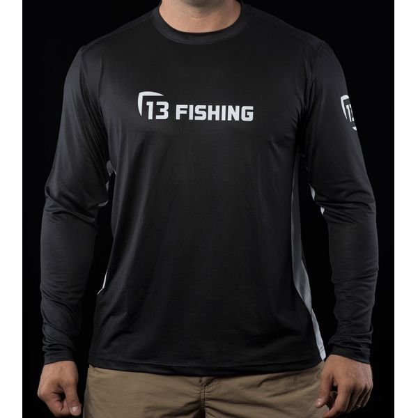 13 Fishing Man-Tooth Performance LS T-Shirt - Black/White - Large