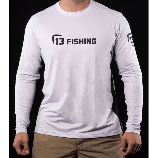 13 Fishing Man-Tooth Performance LS T-Shirt - White/Black - Large