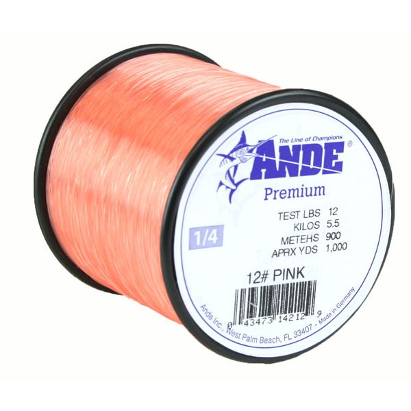 Ande A14-100P Premium Mono Line 1/4 lb Spool 100 lb 125 Yards Pink 