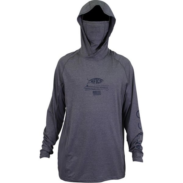 Aftco Barracuda GeoCool Hooded Long Sleeve Performance Shirt - Gray Heather - L