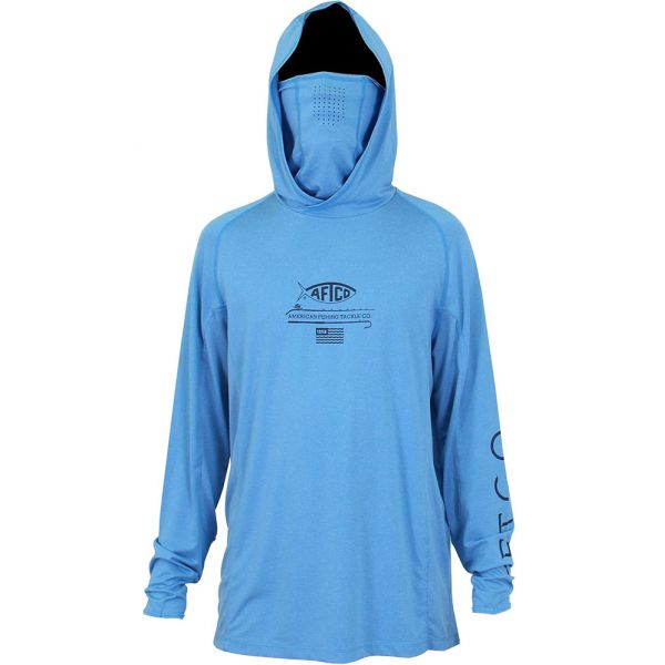 Aftco Barracuda GeoCool Hooded Long Sleeve Performance Shirt - Vivid Blue Heather - 2XL