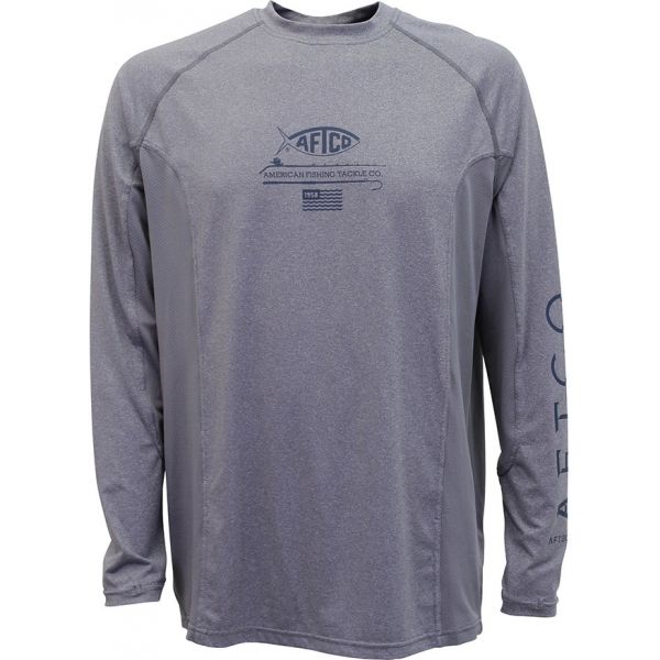 Aftco Barracuda GeoCool Long Sleeve Performance Shirt - Gray Heather - 2XL