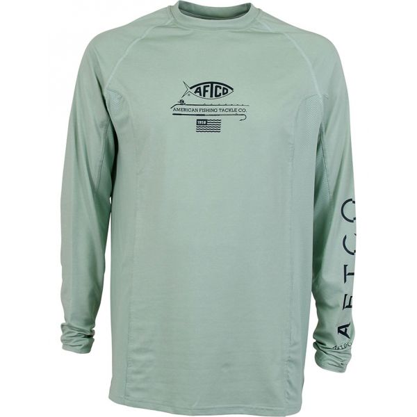 Aftco Barracuda GeoCool Long Sleeve Performance Shirt - Moonstone Heather - 2XL