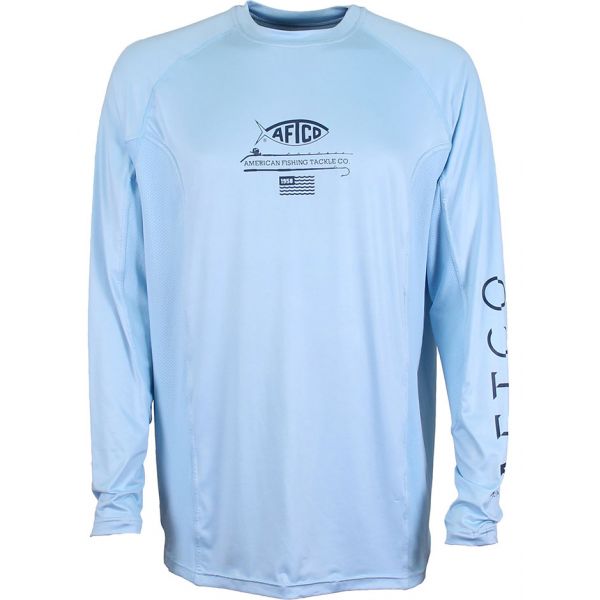 Aftco Barracuda GeoCool Long Sleeve Performance Shirt - Sky - 2XL