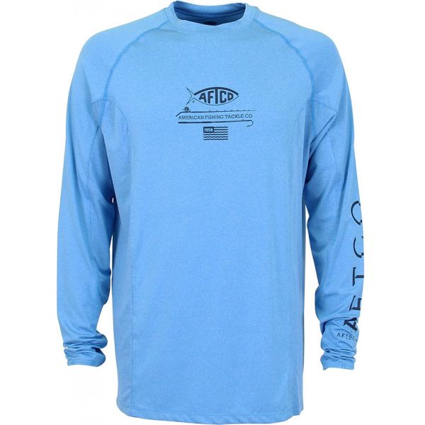 Aftco Barracuda GeoCool Long Sleeve Performance Shirt - Vivid Blue Heather - 2XL