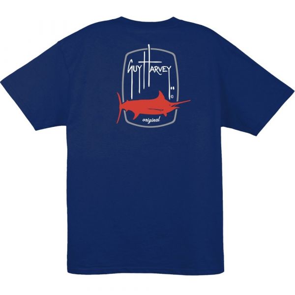 Aftco Guy Harvey Barrel Logo Short Sleeve T-Shirt - Deep Blue