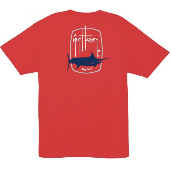 Aftco Guy Harvey Barrel Logo Short Sleeve T-Shirt - Lava - L