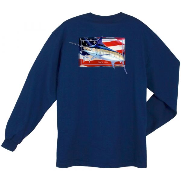 Aftco Guy Harvey Black Magic Long Sleeve Shirt - Navy - 2XL