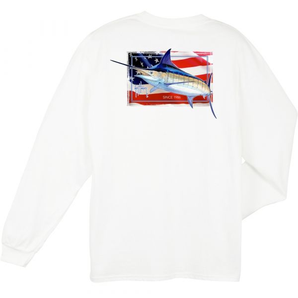 Aftco Guy Harvey Black Magic Long Sleeve Shirt - White - 2XL