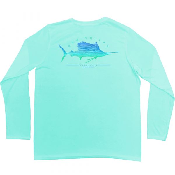 Aftco Guy Harvey Sailfish Scribble Performance LS Shirt - M