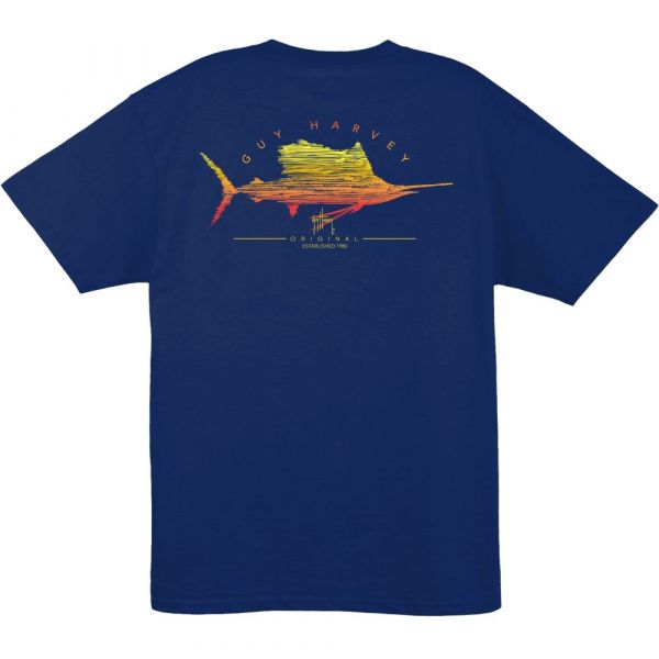 Aftco Guy Harvey Sailfish Scribble Short Sleeve T-Shirt - 2XL