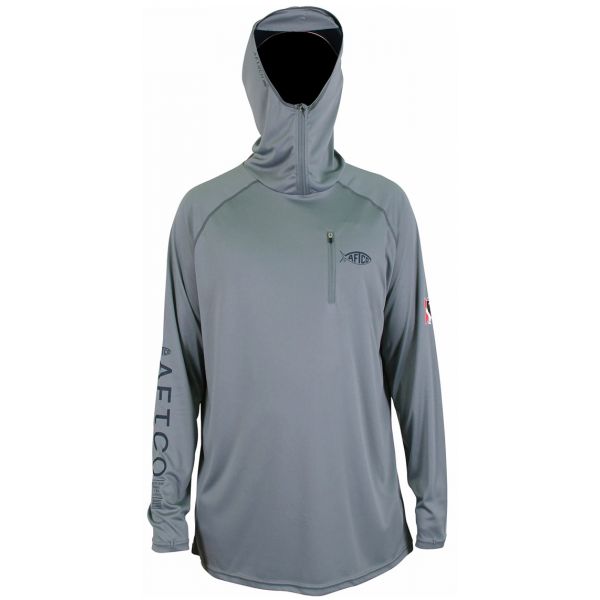 Aftco Jason Christie Performance Hooded Long Sleeve Shirt - Steel - 3XL