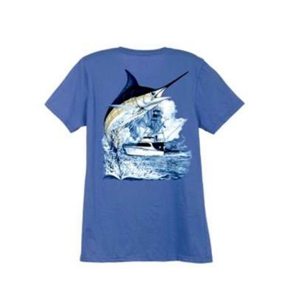 Aftco LTH3301 Guy Harvey Marlin Boat Ladies Tee Shirt - Small