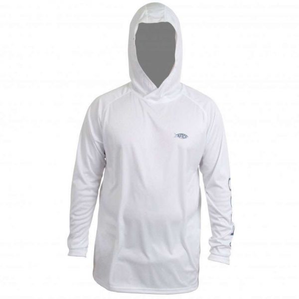 AFTCO M63201 Samurai Hooded Long Sleeve Sun Shirt - White - Small