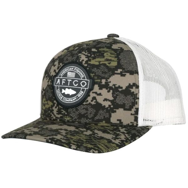 Aftco Bass Patch Trucker Hat - Green Camo - OS