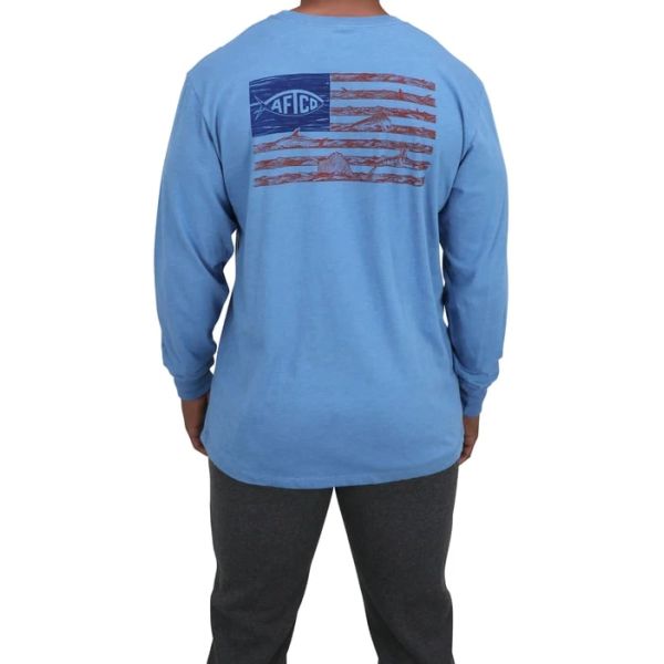 Aftco Wavy Long Sleeve - Azure Heather - XX-Large