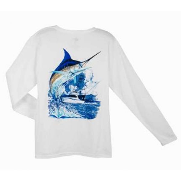 Aftco MTH2301 Guy Harvey Marlin Boat LS Tee Shirt - Small