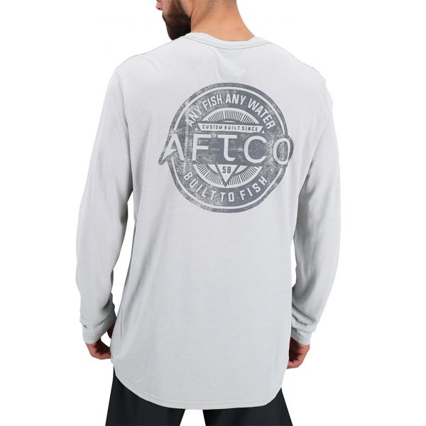 Aftco Rogue Long Sleeve Performance Shirt - Light Gray Heather - Large