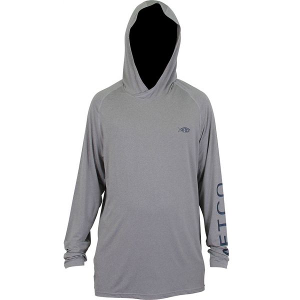 Aftco Samurai 2 Heathered Long Sleeve Hooded Shirt - Steel Heather - 3XL