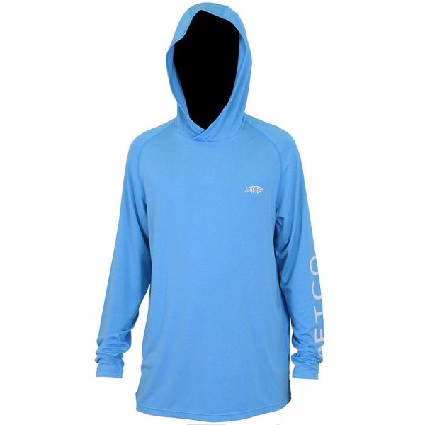 Aftco Samurai 2 Heathered Long Sleeve Hooded Shirt - Vivid Blue Heather - L