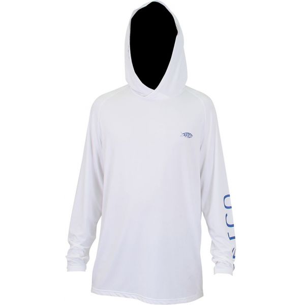 Aftco Samurai 2 Heathered Long Sleeve Hooded Shirt - White - 3XL