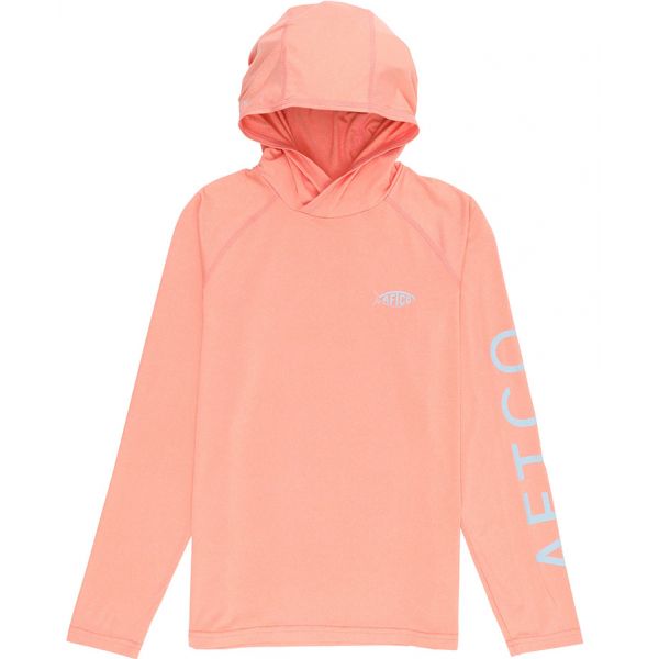 Aftco Samurai Youth Hooded Long Sleeve Shirt - Desert Coral Heather - Small