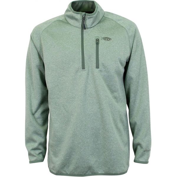 Aftco Vista Performance 1/4 Zip Long Sleeve Shirt - Drab Olive Heather - 2XL