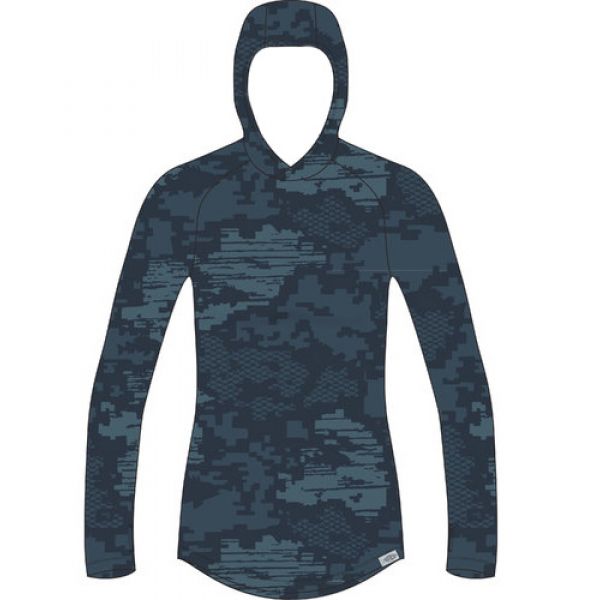 Aftco Women's Tactical Camo Hooded Shirt - Navy Digi Camo - Large