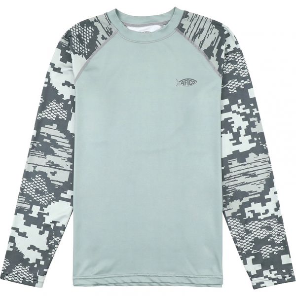 Aftco Youth Tactical Camo Performance Shirt - Light Grey Digi Camo - Large