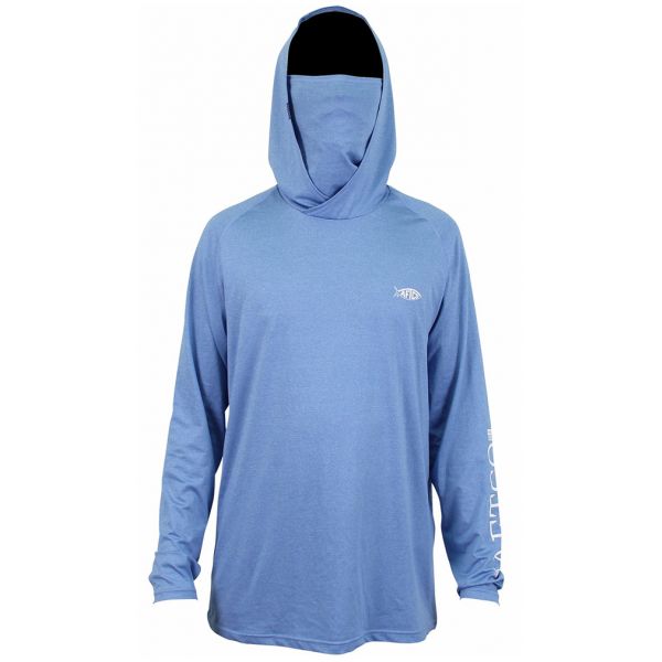 Aftco Yurei Performance Shirt with Hood - Nautical Blue Heather - 2XL