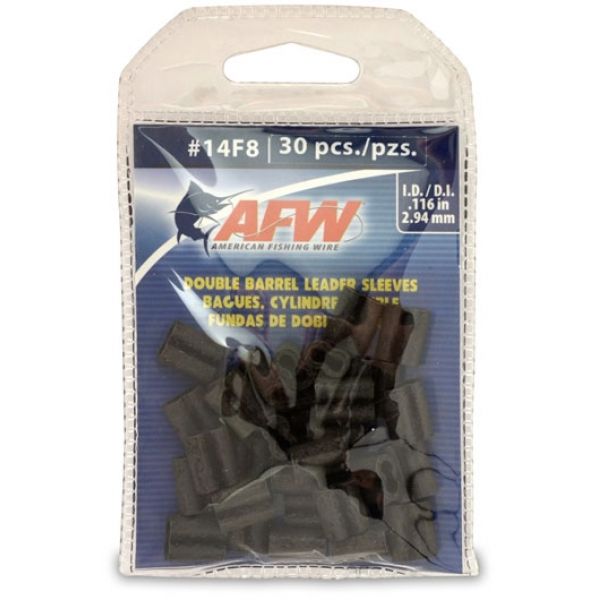 American Fishing Wire J14F8B-B #14F8 Double Barrel Sleeves Black 30pc