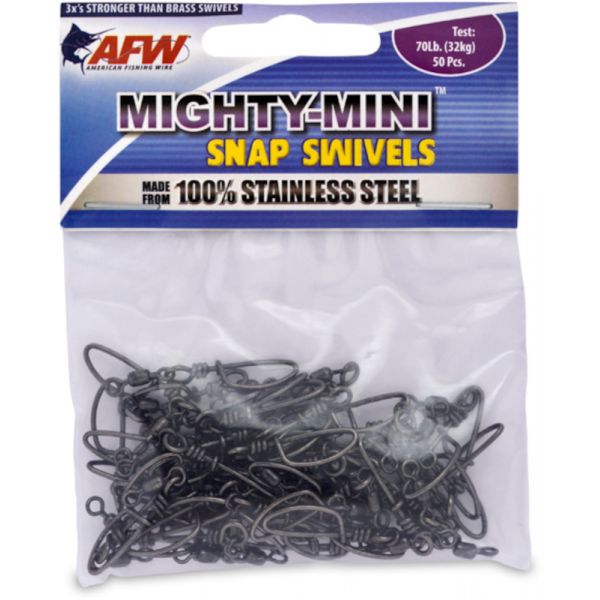 AFW FTSS070B/50 70Lb. 50pk Stainless Steel Snap Swivels Black