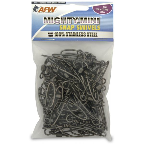 AFW FTSS270B/50 270Lb. 50pk Stainless Steel Snap Swivels Black