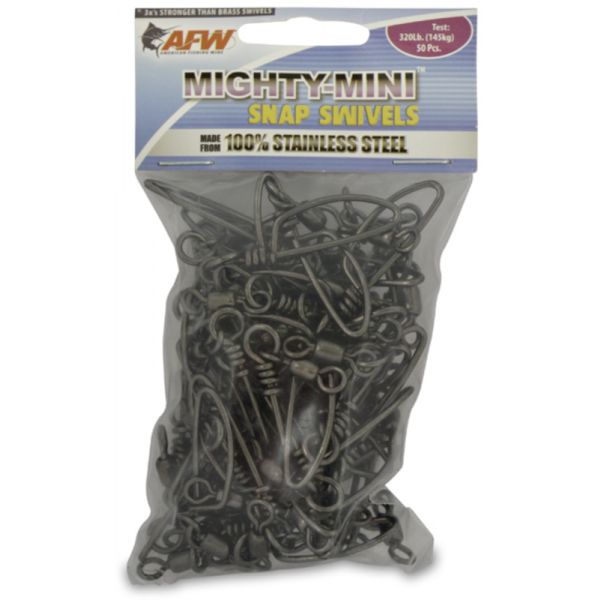 AFW FTSS320B/50 320Lb. 50pk Stainless Steel Snap Swivels Black