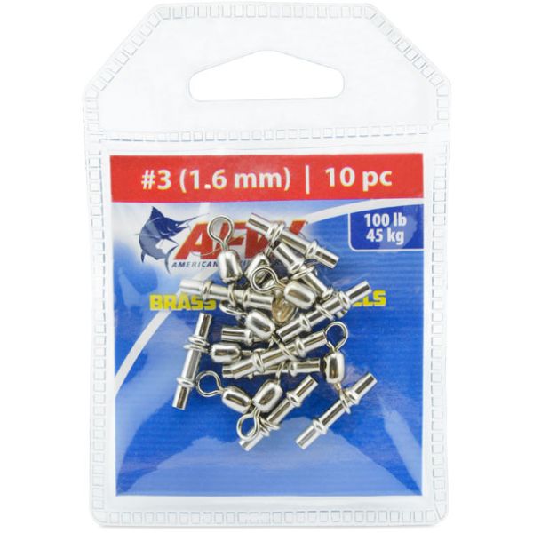 AFW FWJ-1.6T-A Size #3 100lb Brass Sleeve Swivels - Nickel - 10pc