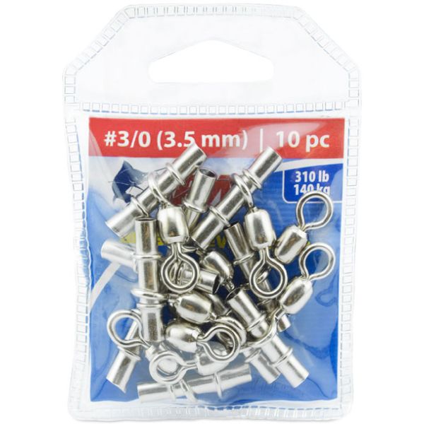 AFW FWJ-3.5T-A Size #3/0 310lb Brass Sleeve Swivels - Nickel - 10pc