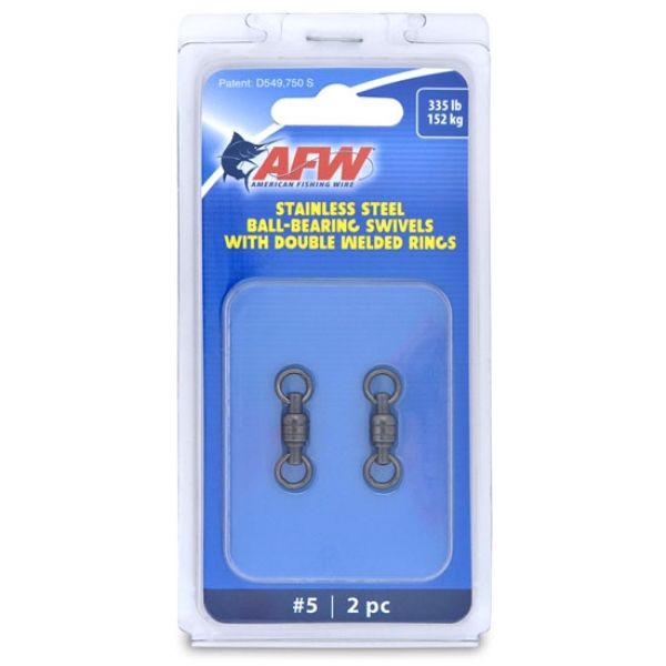 AFW FWV05B-A Size #5 335lb Stainless Steel Ball Bearing Swivels, 2pc