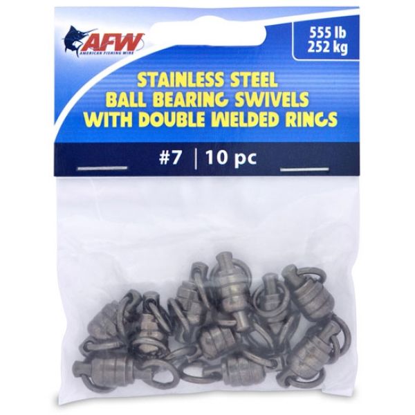AFW FWV07B/10 Size #7 555lb Stainless Steel Ball Bearing Swivels, 10pc