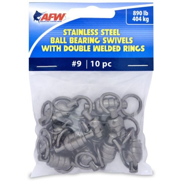 AFW FWV09B/10 Size #9 890lb Stainless Steel Ball Bearing Swivels, 10pc