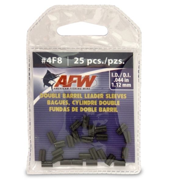 American Fishing Wire J04F8B-A #4F8 Double Barrel Sleeves Black 25pc