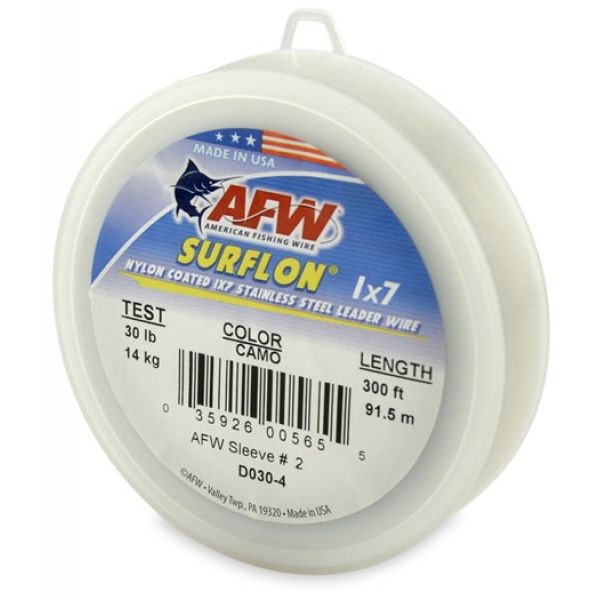 American Fishing Wire Surflon Nyon Coat 1x7 Steel Leader Wire 30LB 300ft Bright 