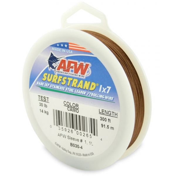 American Fishing Wire B030-4 30 Surfstrand Leader Wire Camo 300'