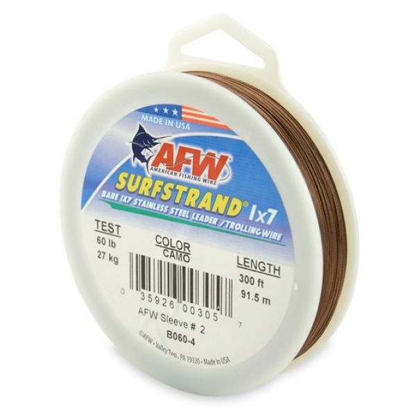 American Fishing Wire B060-4 60 Surfstrand Leader Wire Camo 300'