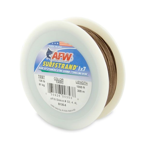 American Fishing Wire B135-8 Surfstrand Leader Wire Camo 1000' Spool