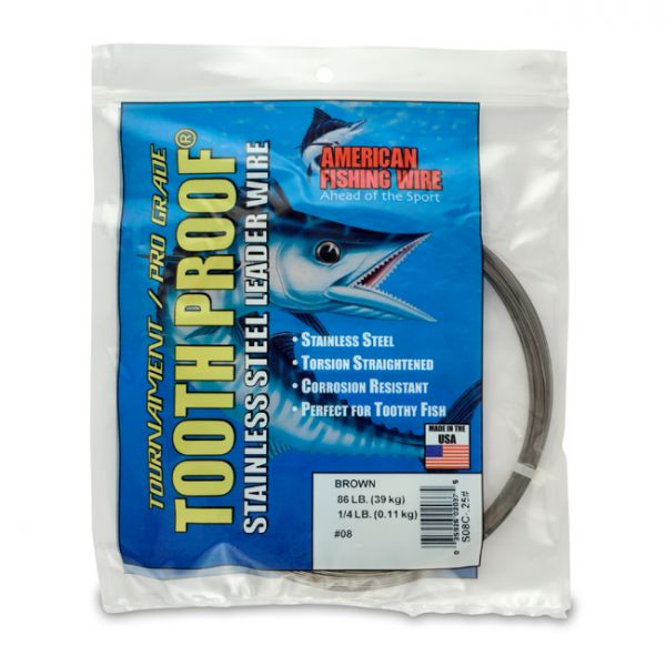 American Fishing Wire S08C-.25 8 Toothproof Leader Wire Brown