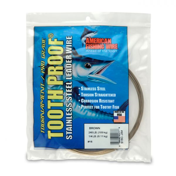 American Fishing Wire S15C-.25 15 Toothproof Leader Wire Brown