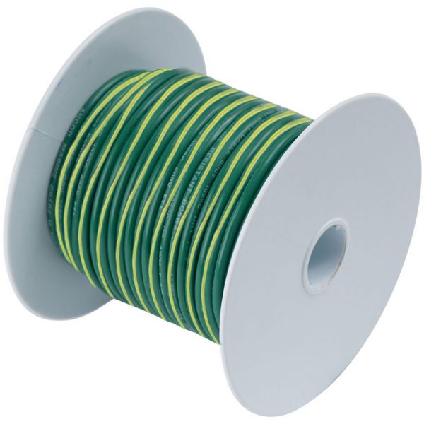 Ancor 10 AWG Tinned Copper Wire Primary Cable - Green w/ Yellow Stripe