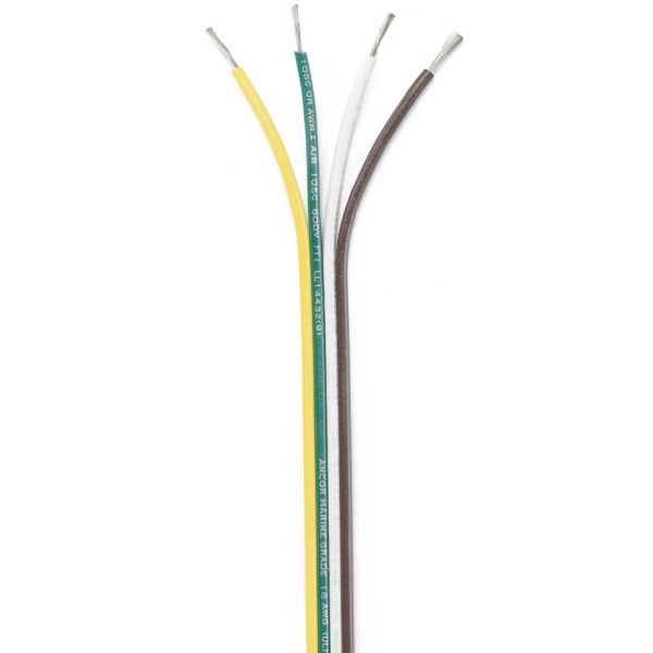 Ancor Ribbon Bonded Cable - Flat - B/G/W/Y - 16/4 AWG - 100'