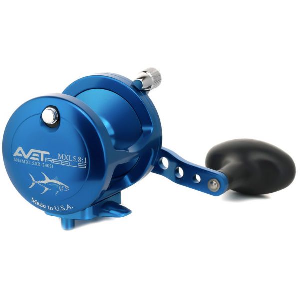 Avet MXL 5.8 Single Speed Lever Drag Casting Reel Blue - Left-Hand